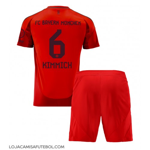 Camisa de Futebol Bayern Munich Joshua Kimmich #6 Equipamento Principal Infantil 2024-25 Manga Curta (+ Calças curtas)